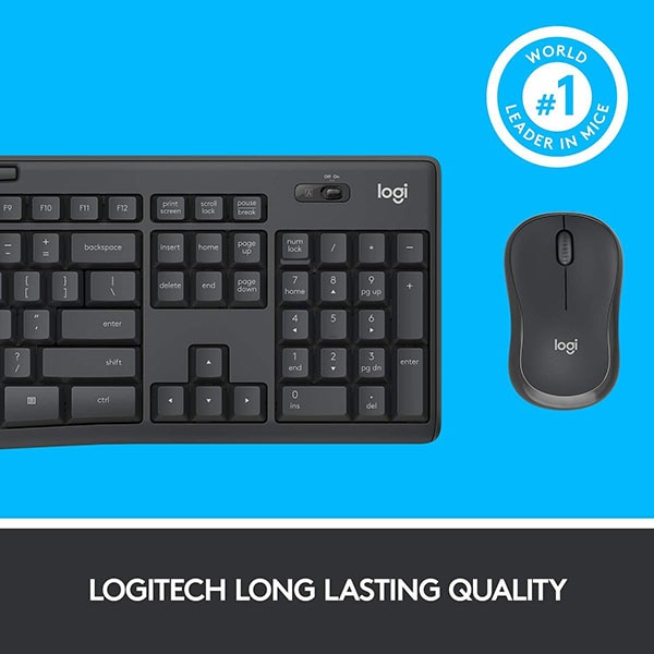 Kit tastatura si mouse Wireless LOGITECH MK295 Silent, USB, grafit