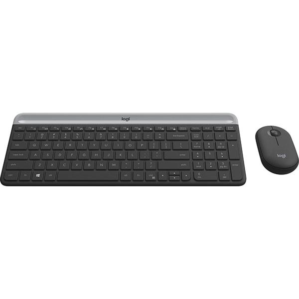 Kit tastatura si mouse Wireless LOGITECH MK470 Slim, USB, Layout US INT, negru grafit