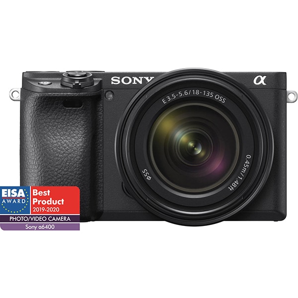 Aparat foto Mirrorless SONY Alpha A6400, 24.2MP, 4K, negru + Obiectiv SEL18135 18-135 mm