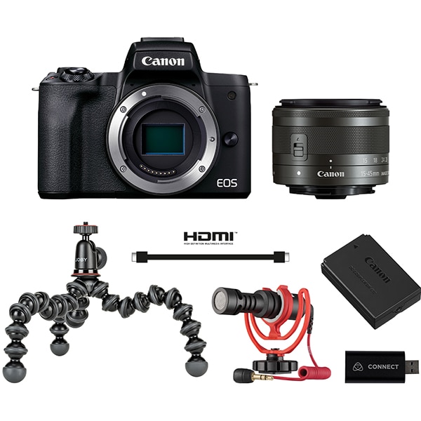 Aparat foto mirrorless CANON EOS M50 II Streaming,24.1 MP, 4K, Wi-Fi, negru