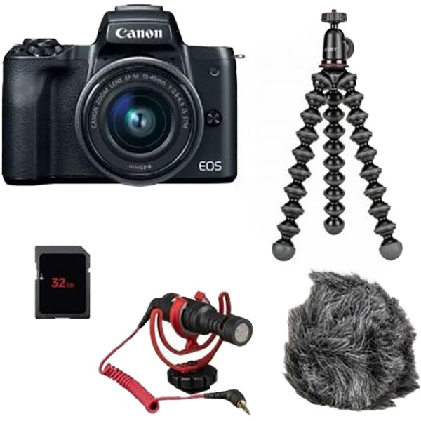 Aparat foto mirrorless CANON EOS M50 II Vlogging,24.1 MP, 4K, Wi-Fi, negru