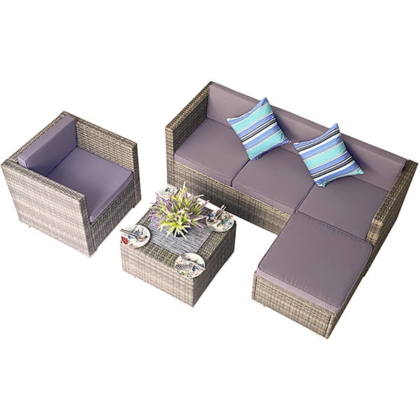 Set mobilier gradina MYRIA Wales Delo Homburg, 4 piese, gri inchis
