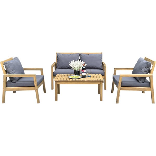 Set mobilier gradina MYRIA Viking Delo Keva, 4 piese, gri inchis