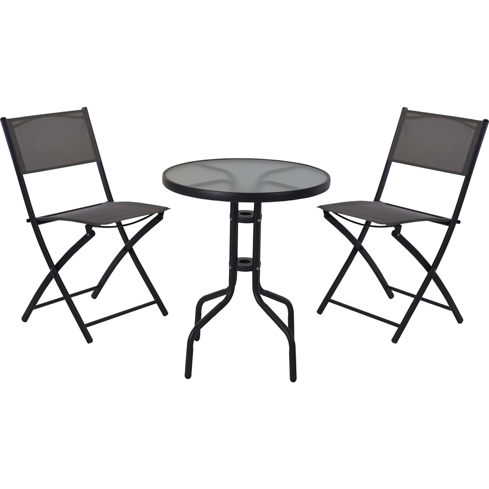 Set mobilier gradina KI Bistro, 3 piese, negru