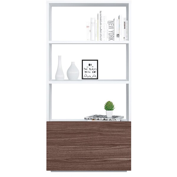 Biblioteca Hoar, alb-nuc, 60 x 27 x 112 cm