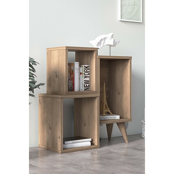 Biblioteca Mini Mabel, stejar, 60 x 27 x 65 cm