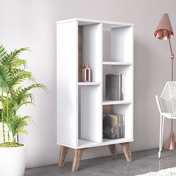 Biblioteca Frame, alb, 55 x 25 x 106 cm
