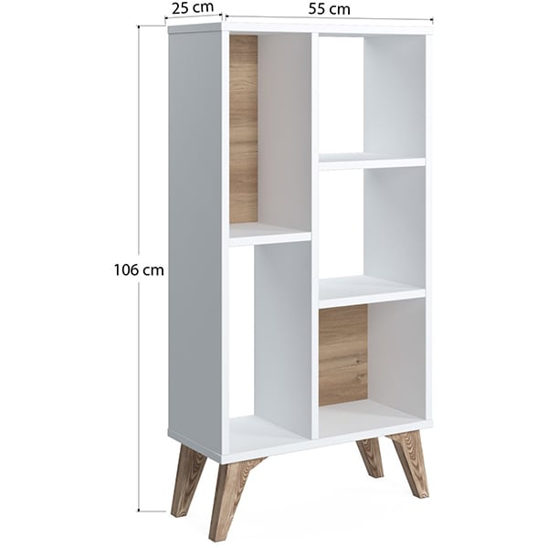 Biblioteca Frame, alb, 55 x 25 x 106 cm