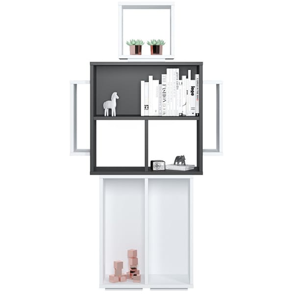 Biblioteca Robotic, alb-antracit, 82 x 25 x 154 cm