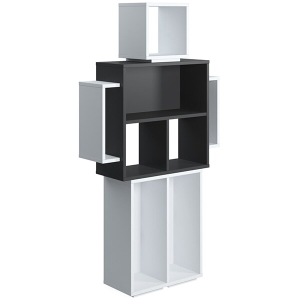 Biblioteca Robotic, alb-antracit, 82 x 25 x 154 cm