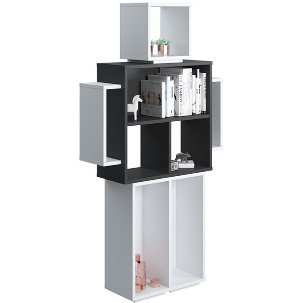 Biblioteca Robotic, alb-antracit, 82 x 25 x 154 cm