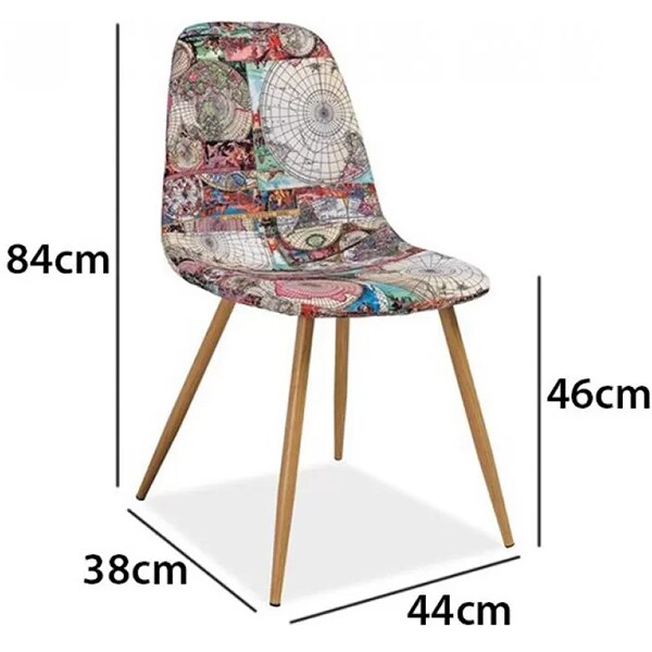 Scaun tapitat CITI, stofa-stejar, 4 bucati