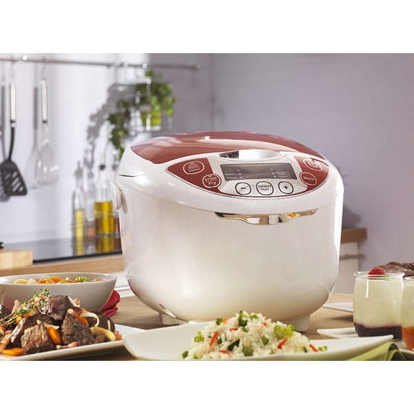 Multicooker TEFAL Fuzzy Logic RK705, 5l, 750W, 10 programe, alb-rosu