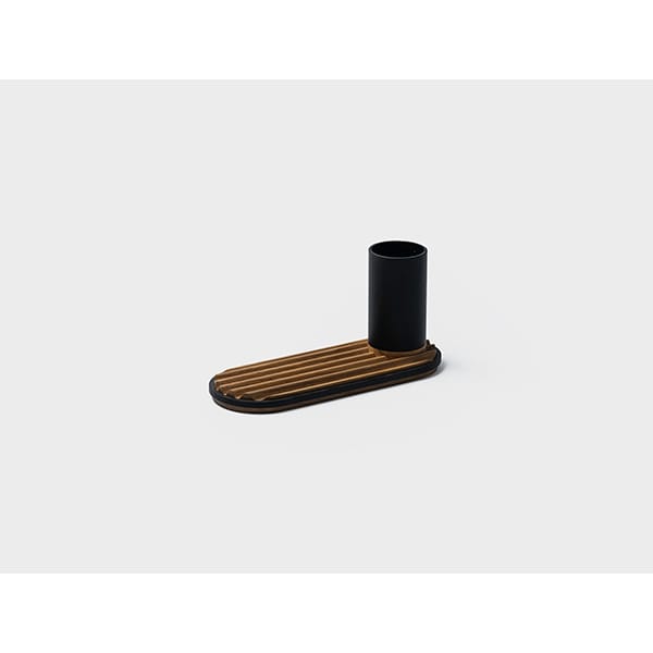 Suport instrumente de scris SPIN Ridge, metal-lemn, negru-maro