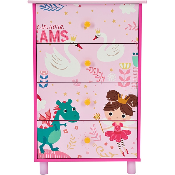 Comoda U-GROW Believe in your dreams UMC02-PNK, 4 sertare, 3 ani+, roz
