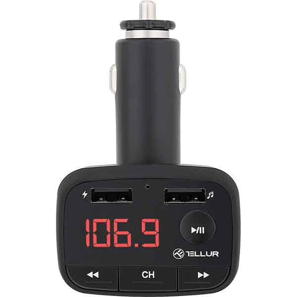 Modulator FM TELLUR TLL622001, MicroSD, USB, MP3, negru