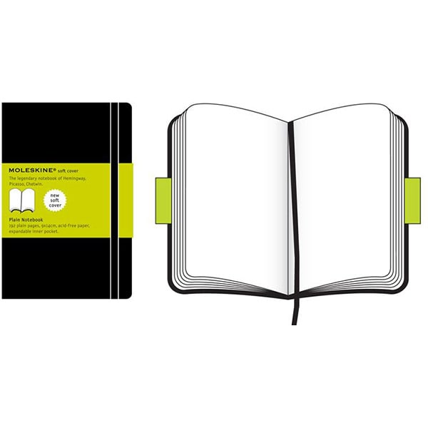 Carnet notite MOLESKINE Plain Soft Notebook, velina, pocket, 96 file, negru