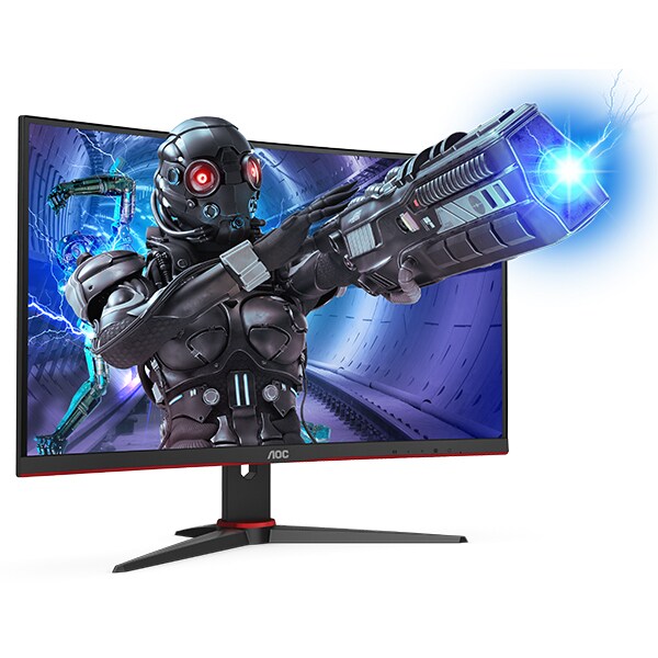 Monitor Gaming curbat LED VA AOC C27G2ZE/BK, 27" Full HD, 240Hz, FreeSync Premium, Flicker Free, negru-rosu