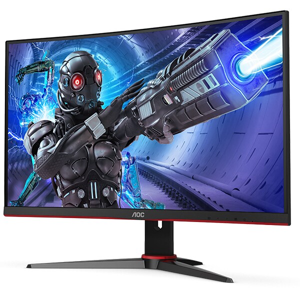 Monitor Gaming curbat LED VA AOC C27G2ZE/BK, 27" Full HD, 240Hz, FreeSync Premium, Flicker Free, negru-rosu