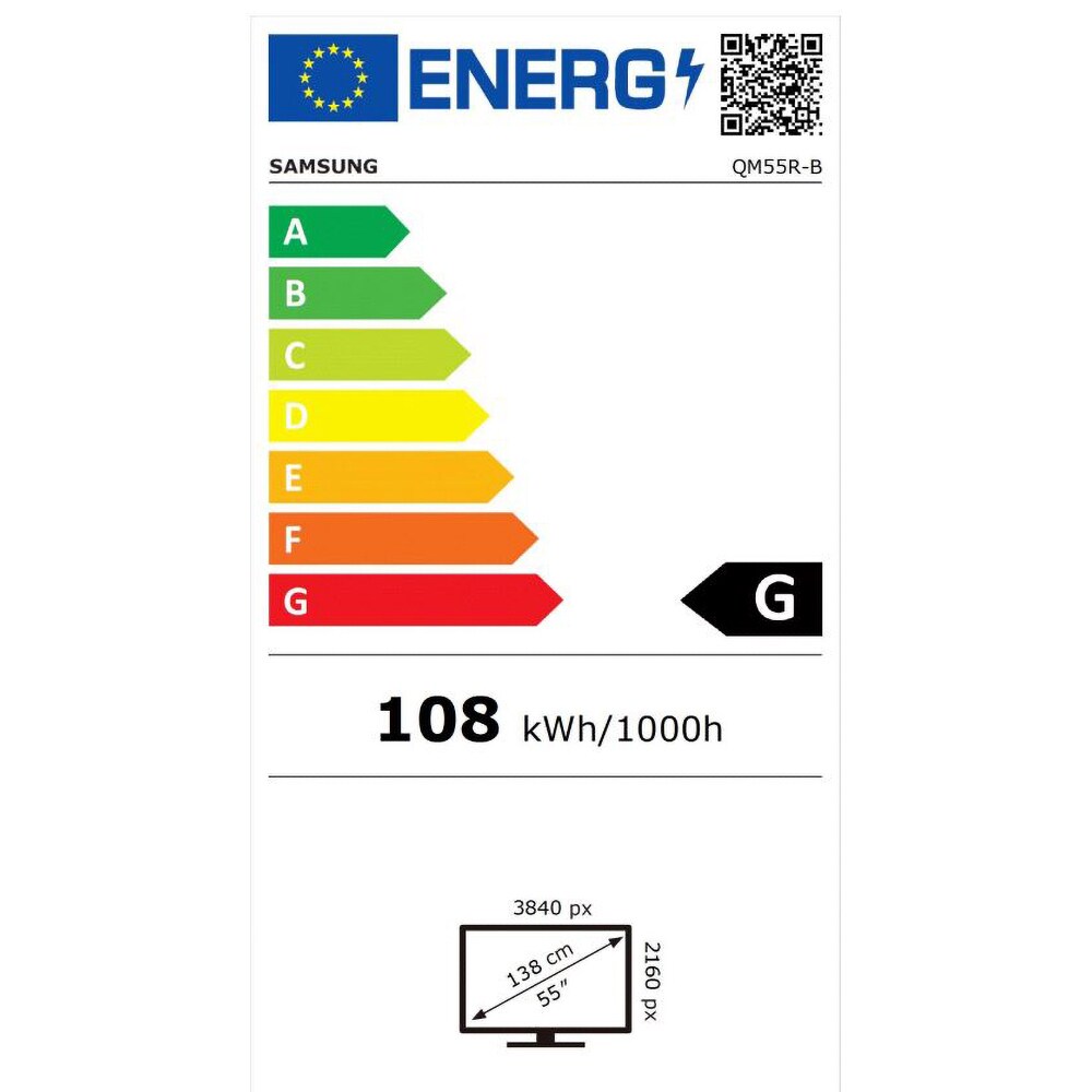 Display profesional SAMSUNG QM55R-B LH55QMRBBGC, 55'', UHD 4K, 60Hz, negru