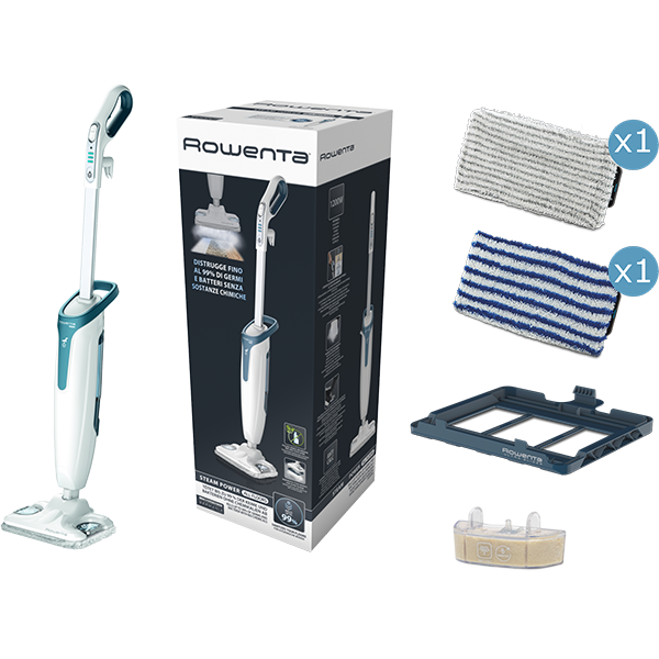 Mop cu aburi ROWENTA Steam Power RY6597WH, 0.9l, 1200W, alb-albastru