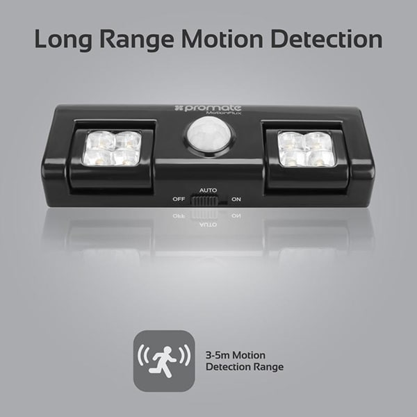 Aplica LED cu senzor de miscare PROMATE MOTIONFLUX, Baterie Li-Ion, 40 lumeni, 3.7V, negru