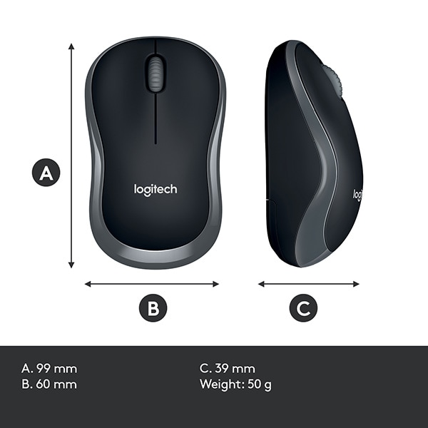Mouse Wireless LOGITECH M185, 1000 dpi, gri