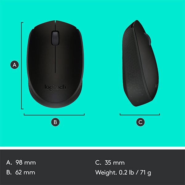 Mouse Wireless LOGITECH M171, 1000 dpi, negru