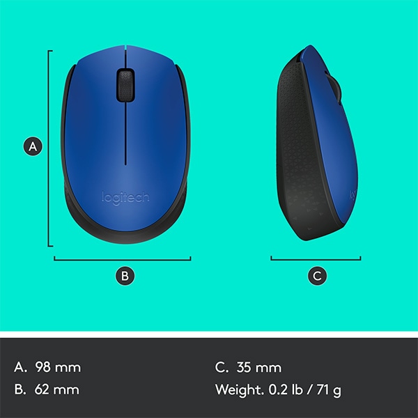 Mouse Wireless LOGITECH M171, 1000 dpi, albastru