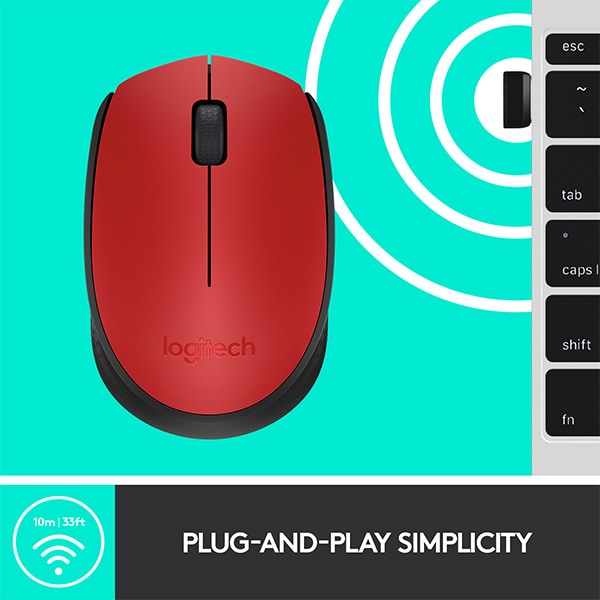 Mouse Wireless LOGITECH M171, 1000 dpi, rosu