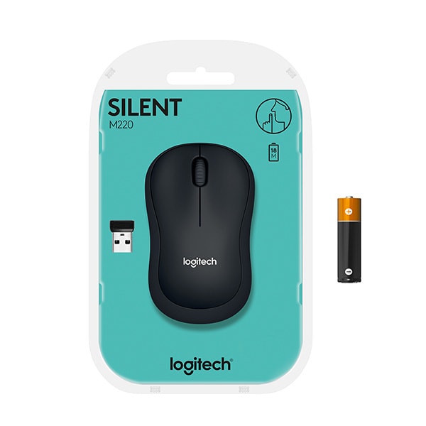 Mouse Wireless LOGITECH M220 Silent, 1000 dpi, negru