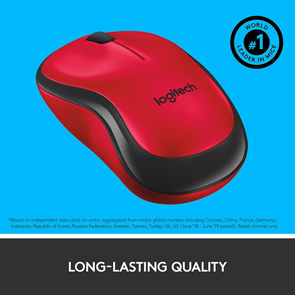 Mouse Wireless LOGITECH M220 Silent, 1000 dpi, rosu