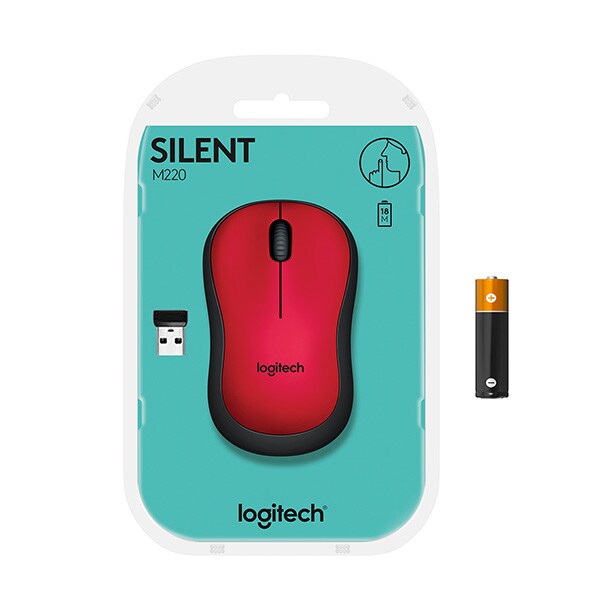 Mouse Wireless LOGITECH M220 Silent, 1000 dpi, rosu