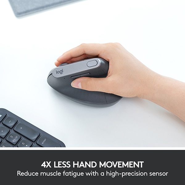 Mouse Wireless LOGITECH MX Vertical, Dual Mode, 4000 dpi, Bluetooth, negru