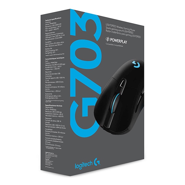 Mouse Gaming Wireless LOGITECH G703 HERO, Dual-Mode, 16000 dpi, Bluetooth, negru