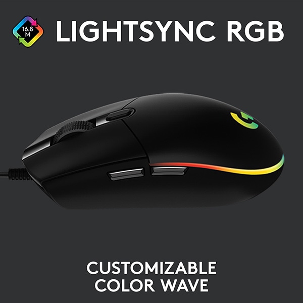 Mouse Gaming LOGITECH G102 LIGHTSYNC, 8000 dpi, negru