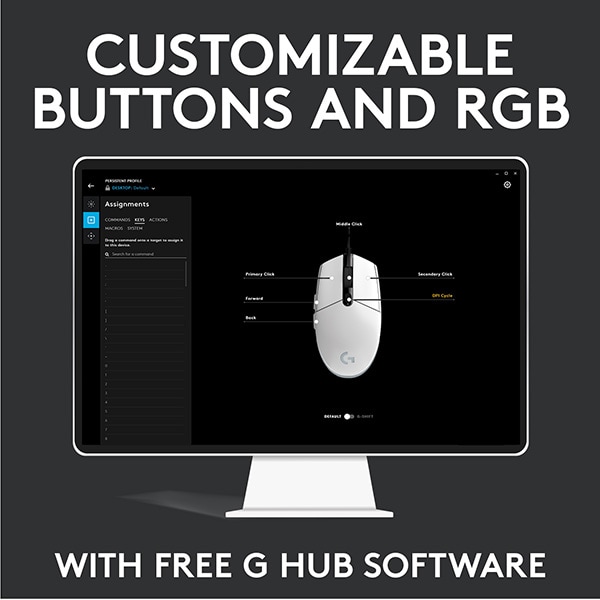 Mouse Gaming LOGITECH G102 LIGHTSYNC, 8000 dpi, alb