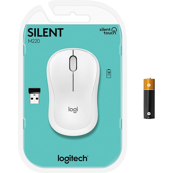 Mouse Wireless LOGITECH M220 Silent, 1000 dpi, alb