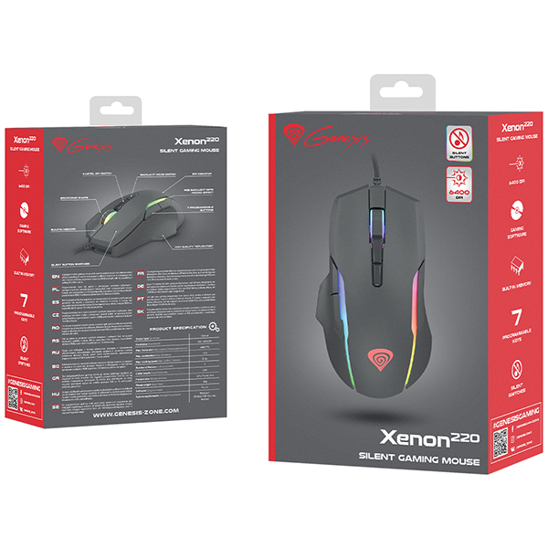 Mouse Gaming NATEC Genesis Xenon 220, 6400 dpi, negru