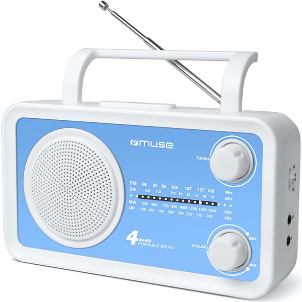Radio portabil MUSE M-05 BL, FM, alb-albastru
