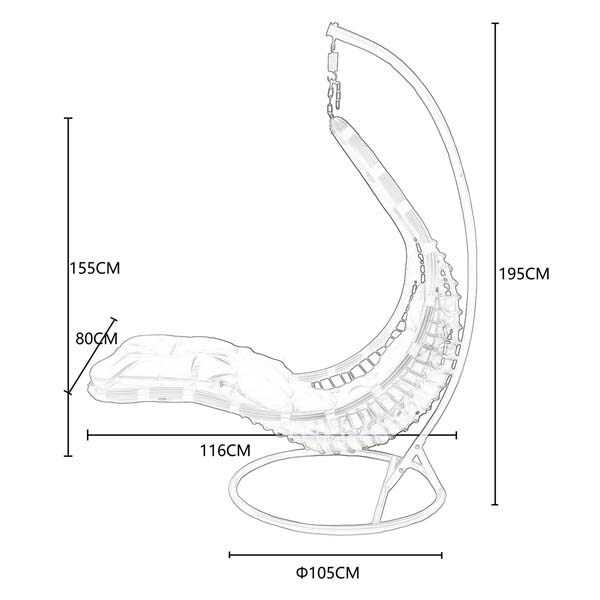 Leagan gradina Chill, 80 x 105 x 195 cm, maro
