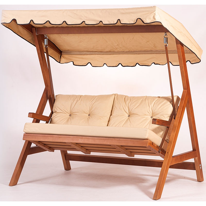 Balansoar gradina Swing 2 locuri, 170 x 100 x 165 cm, maro deschis-crem