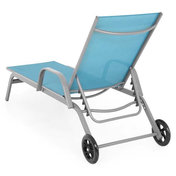 Sezlong gradina MAISON MEX Pylos, otel, 198 x 64 x 83 - 34 cm, albastru-gri