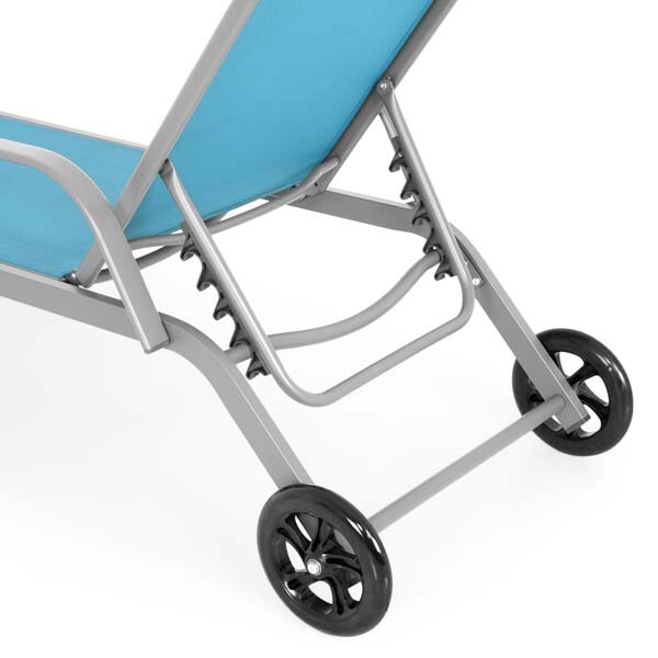 Sezlong gradina MAISON MEX Pylos, otel, 198 x 64 x 83 - 34 cm, albastru-gri