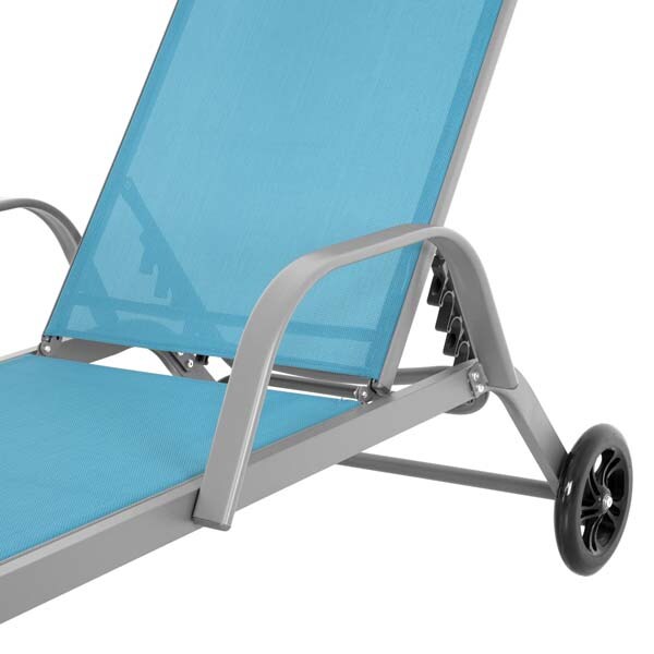 Sezlong gradina MAISON MEX Pylos, otel, 198 x 64 x 83 - 34 cm, albastru-gri