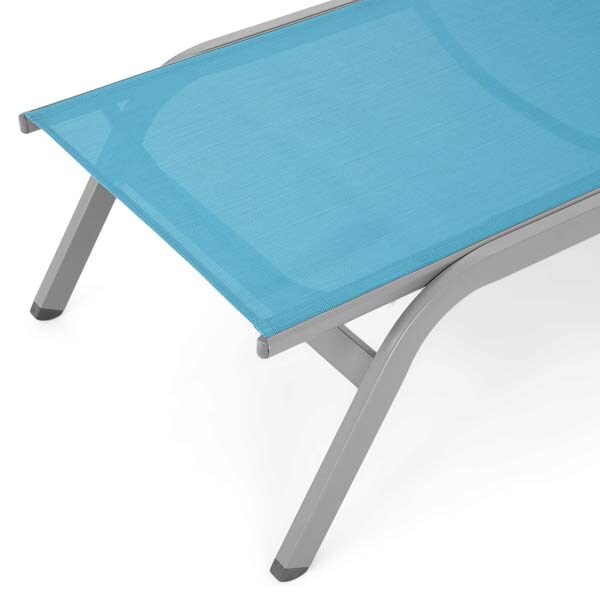 Sezlong gradina MAISON MEX Pylos, otel, 198 x 64 x 83 - 34 cm, albastru-gri