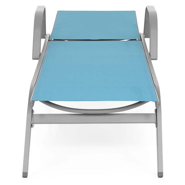 Sezlong gradina MAISON MEX Pylos, otel, 198 x 64 x 83 - 34 cm, albastru-gri