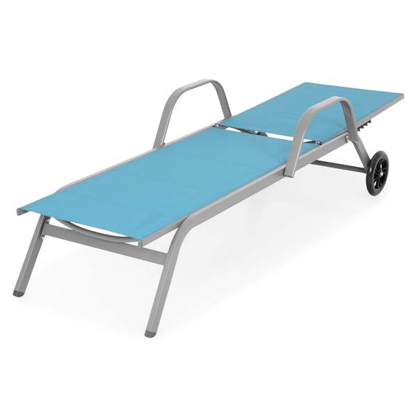 Sezlong gradina MAISON MEX Pylos, otel, 198 x 64 x 83 - 34 cm, albastru-gri