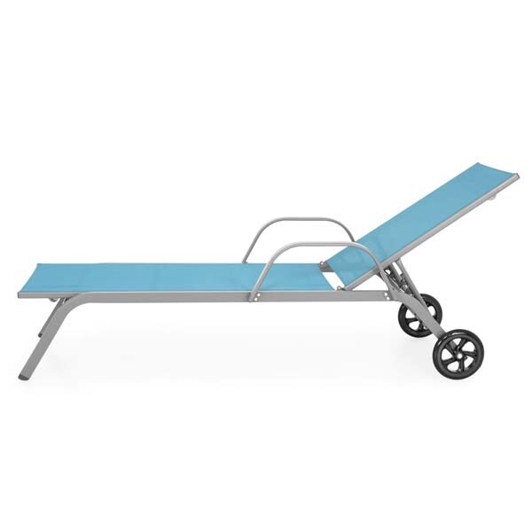 Sezlong gradina MAISON MEX Pylos, otel, 198 x 64 x 83 - 34 cm, albastru-gri