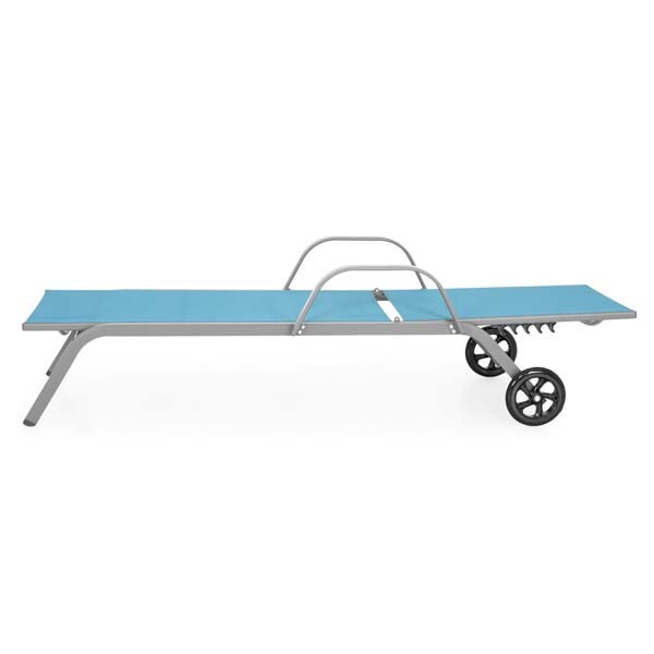 Sezlong gradina MAISON MEX Pylos, otel, 198 x 64 x 83 - 34 cm, albastru-gri